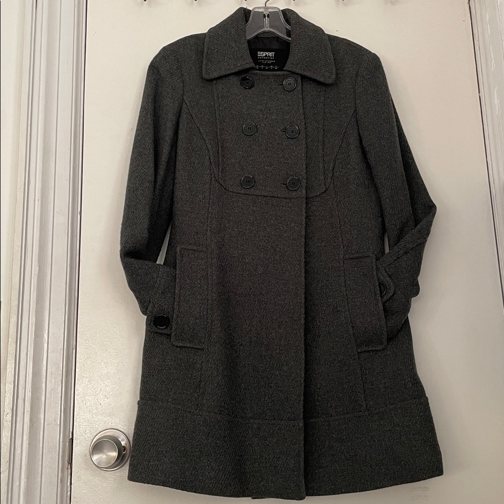 Esprit Charcoal Double-Breasted Coat